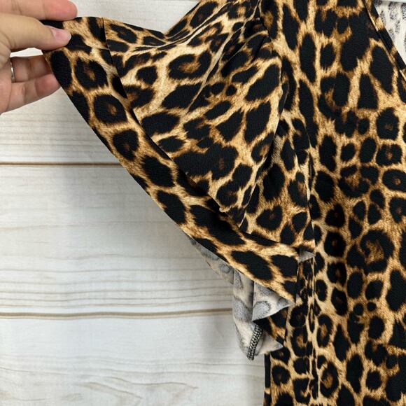 Chaps Leopard Print Short Sleeve Top - Picture 2 of 7